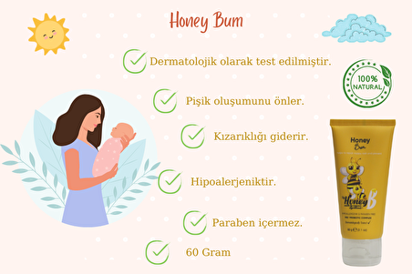 Honey Bum Doğal Pişik Önleyici Krem