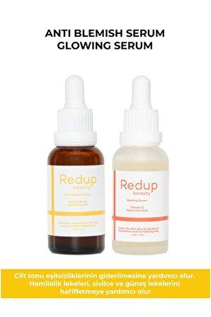 Redup Beauty Leke, Sivilce Karşıtı, Gözenek Sıkılaştırıcı ve Aydınlatıcı Arbutin ve C Vitaminli Serum Seti