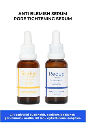 Redup Beauty Gözenek Sıkılaştırıcı, Leke Karşıtı Ve Aydınlatıcı Niacinamide ve Arbutinli Serum Seti