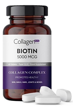 Collagen Forte Premium Biotin 5000mcg Collagen Complex 1500mg X 60 Tablet