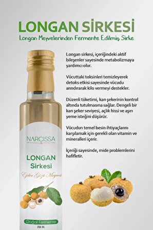Narcissa Ödem Atmaya Yardımcı Doğal Longan Meyvesi Detox Sirkesi 250ml