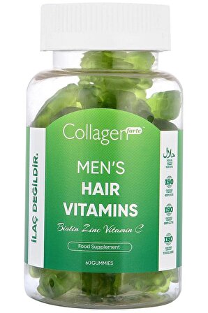 Collagen Fort Erkekler Için Saç Vitaminleri, 60 Gummies, Biotin, Vitamin C & Çinko, Saçınıza Enerji Artışı Sağlar