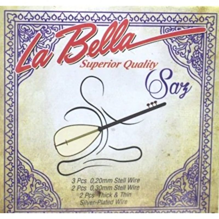 La Bella Strings LBH-20 0,20 Uzun Sap Bağlama Teli Takım
