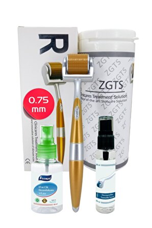 Zgts Gold Line Dermaroller 0.75mm Titanyum 192 İğneli Saç Yüz Cilt İçin Derma Roller