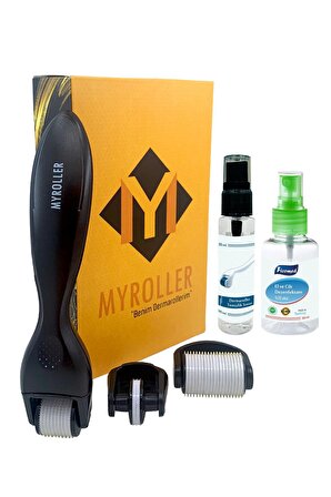 Myroller 3in1 Dermaroller Göz Yüz Vücut İçin Değiştirilebilir 3 Başlıklı Titanyum İğneli Derma Roller