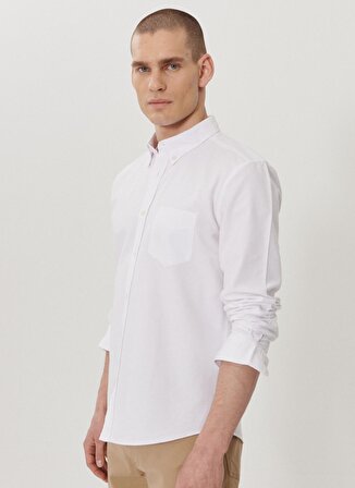 Regular Fit Normal Kesim %100 Pamuk Uzun Kollu Beyaz Oxford Gömlek