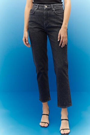 Carol Cropped Straight Fit Yüksek Bel Esnek Jean Kot Pantolon