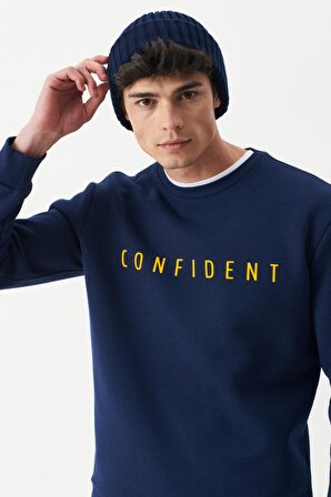 Riders By Lee Loose Fit Bisiklet Yaka Şardonlu Lacivert Sweatshirt