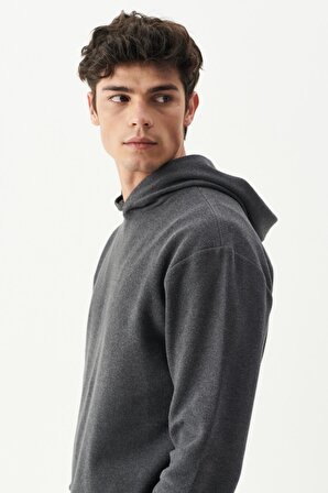 Riders By Lee Regular Fit Kapüşonlu Şardonlu Antrasit Sweatshirt