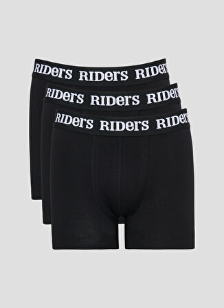 Riders By Lee Pamuklu Esnek Regular Fit Siyah Logolu 3'lü Boxer Paketi