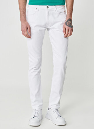 Luke Slim Fit Dar Kesim Normal Bel Beyaz Esnek Pantolon