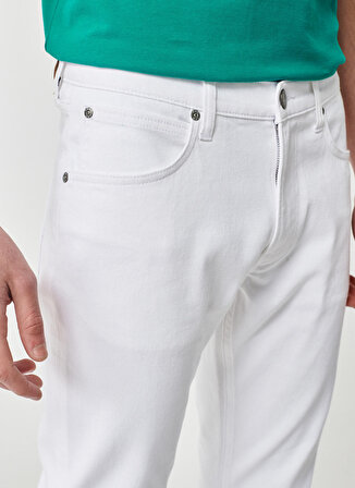 Luke Slim Fit Dar Kesim Normal Bel Beyaz Esnek Pantolon