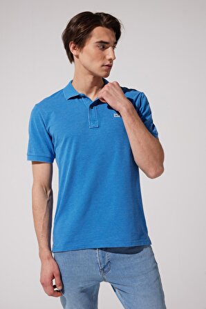 Regular Fit Normal Kesim Polo Yaka Mavi Tişört