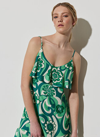 Wrangler Yeşil Kadın Geniş Yaka Kolsuz Uzun Elbise W231747300