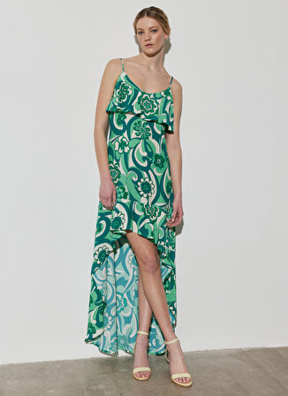 Wrangler Yeşil Kadın Geniş Yaka Kolsuz Uzun Elbise W231747300