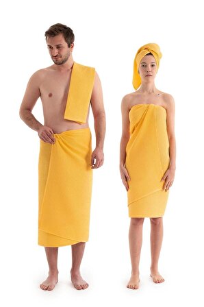 Waffle Banyo Havlu Seti Sarı