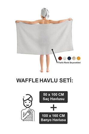 Waffle Banyo Havlu Seti Gri