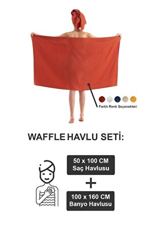 Waffle Banyo Havlu Seti Kremit