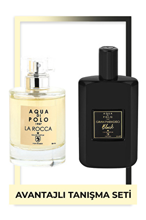 Aqua di Polo 1987 La Rocca EDP 50 ml ve Gran Paradiso Black EDP 50 ml Kadın Erkek Parfüm Seti STCC011109