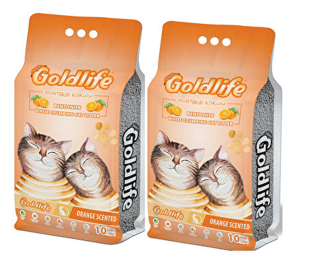 Goldlife Premium Portakal kokulu Kedi Kumu 10 Lt * 2 ADET