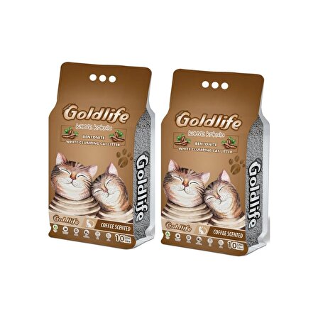 Goldlife Premium Kahve kokulu Kedi Kumu 10 Lt * 2 ADET