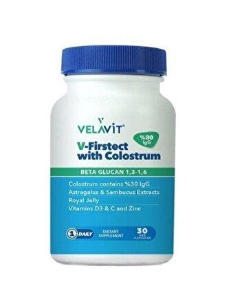 Velavit V-Firstect With Colostrum Takviye Edici Gıda 30 Kapsül