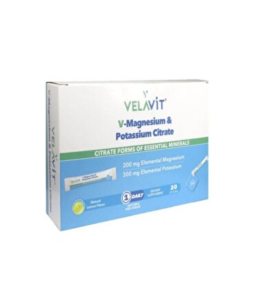 Velavit V-Magnesium  Potassium Citrate 20 Toz Poşet