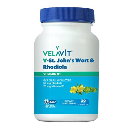 Velavit V-St. John's Wort Rhosiola Takviye Edici Gıda 30 Kapsül