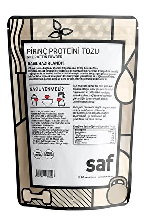 Saf Nutrition Pirinç Proteini Tozu 100gr.