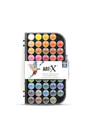 Art-x 48 Renk Premıum Tablet Suluboya Seti - Su Hazneli Fırça Hediyeli