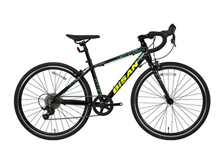 Bisan RX 9000 Kaliper Fren 8 Vites 24 Jant Yol Yarış Bisikleti Siyah Sarı Mavi 14 Kadro
