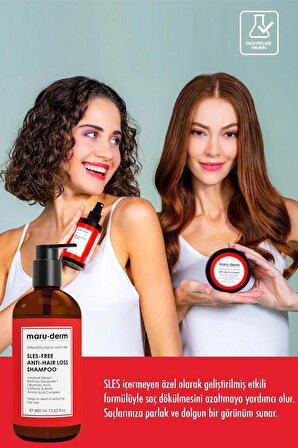 Maru.Derm Saç Dökülme Karşıtı Sülfatsız Şampuan 400 ML | Tüm Saç Tipleri | Sülfatsız, Tuzsuz, Vegan Şampuan