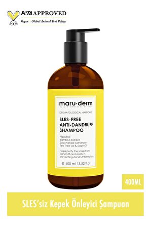 Maru.Derm Kepeğe Karşı Etkili Sülfatız Şampuan 400 ML | Normal/Yağlı Saçlar | Sülfatsız,Tuzsuz,Vegan Şampuan