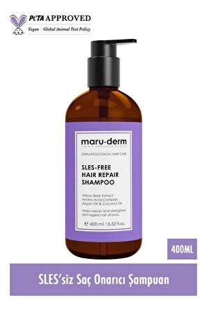 Maru.Derm Saç Onarıcı Sülfatsız Şampuan 400 ML | Yıpranmış Zayıf Saçlar | Sülfatsız, Tuzsuz, Vegan Şampuan