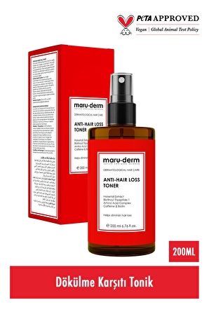 Maru.Derm Saç Tonik | Biotin & Kafein Dökülme Karşıtı Saç Toniği Sağlıklı Uzamaya Yardımcı 200 ML | Vegan