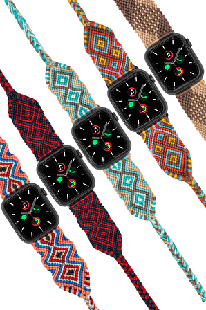 Hippi Anatolia Black 38-40-41 mm Apple Watch Uyumlu Braided Band 