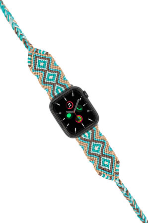Hippi Charm Black 38-40-41 mm Apple Watch Uyumlu Braided Band 