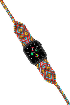 Hippi Etnich Black 38-40-41 mm Apple Watch Uyumlu Braided Band 