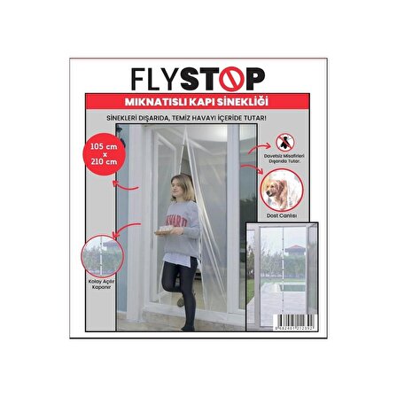 Flystop Pencere Sineklik Sinek Tülü  Böcek Tutucu 150x100 Cm 5 Metre Cırt  Bant