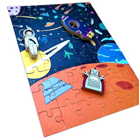 Alice & Grace Imaginory Uzay Temalı 3+ Yaş Büyük Boy Puzzle 48 Parça - 3 Figür