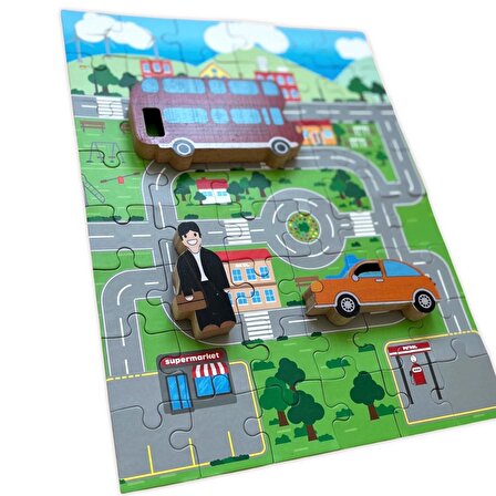 Alice & Grace Imaginory Şehir Temalı 3+ Yaş Büyük Boy Puzzle 48 Parça - 3 Figür