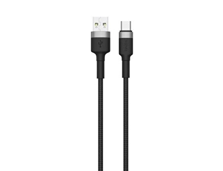 X-Shark USB-A to Type C 1.2 Metre Hızlı Şarj Ve Data Kablosu Siyah Xlevel