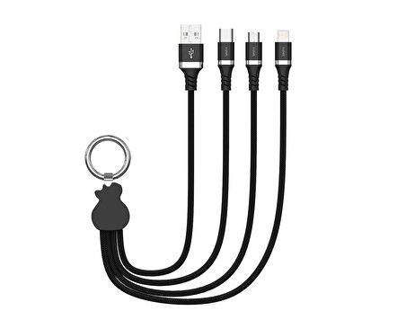 XCC8400 X-Trio 3'lü  USB A - Lightning - Type-C - Micro USB Kablo 3in1 Xlevel