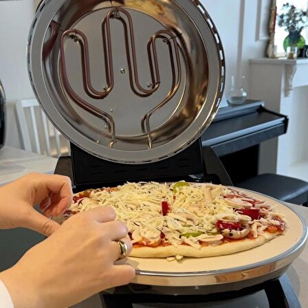 Dr.Maya®️ 36cm Elektrikli XL Taş Fırın | Pizza Makinesi - Siyah