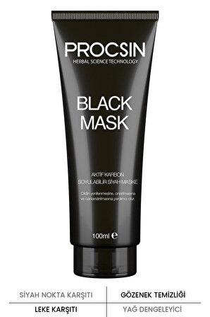 PROCSIN Siyah Nokta Giderici Aktif Kömürlü Siyah Maske 100 ML