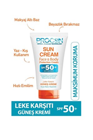 PROCSIN Güneş Kremi Üçlü Set Yüz & Vücut SPF 50+ Leke Karşıtı Uva-Uvb Filtreli Koruyucu Güneş Kremi (3 Adet)