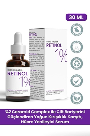 PROCSIN HYDRO SOLUTION %1 Retinol + Ceramide Complex Yoğun Kırışıklık Karşıtı Onarım + Yenileyici Bakım Serumu 30 ML