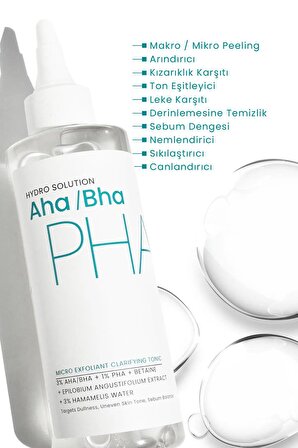 Hydro Solution Aha/bha Ve Pha Mikro Peeling Temizleyici Cilt Tonu Eşitleyici Tonik 200 ml