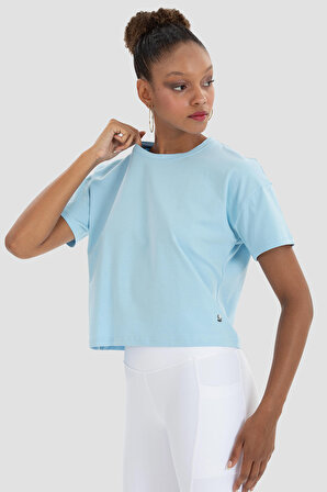 Superstacy Lily Oversize Mavi Crop Tshirt