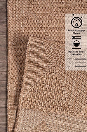 Rusticana 3102 Naturel Jüt Halı Modern Örme Yolluk Kilim